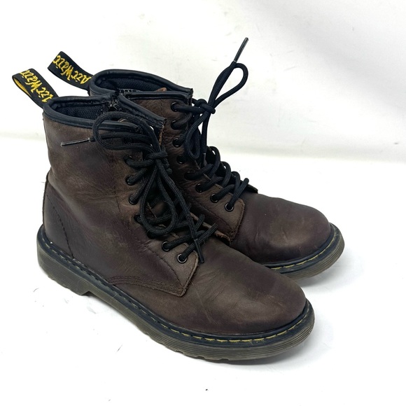 Dr. Martens Other - Dr Doc Marten Delaney Brown Leather Combat Boots Side Zip Youth Size 3